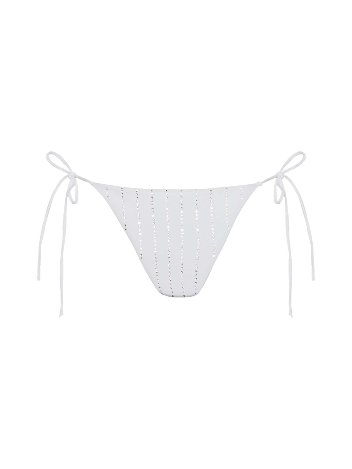 Marielle white classic swim briefs with striped rhinestone embellishment