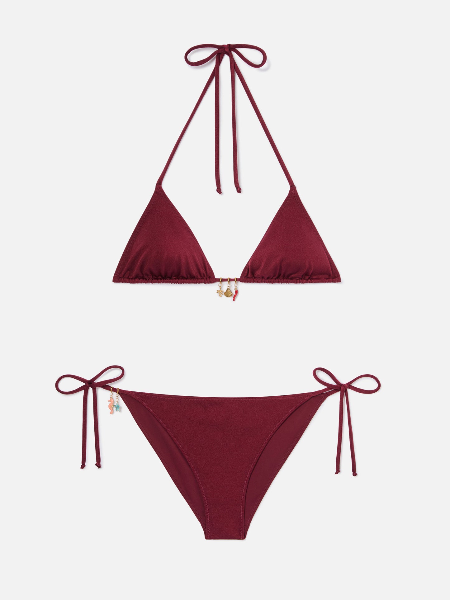 Bikini Leah Virgo rouge à finition brillante avec charms 
