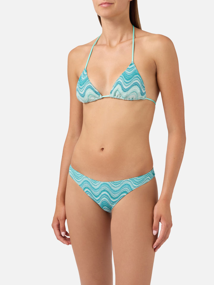 Bikini Leah Naomi en raschel dégradé vert d’eau 