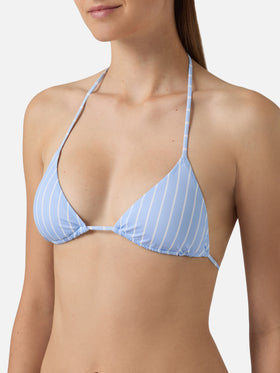 Bikini Leah Virgo a righe verticali azzurro e bianco