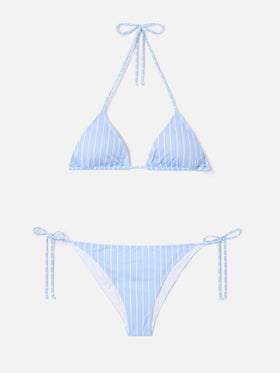 Bikini Leah Virgo a righe verticali azzurro e bianco