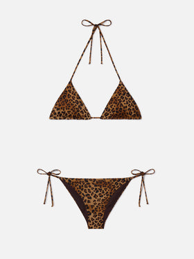Leah Virgo Triangel-Bikini mit Leopardenprint 