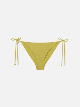 Slip mare Virgo classico in tessuto glossy finish verde con charms