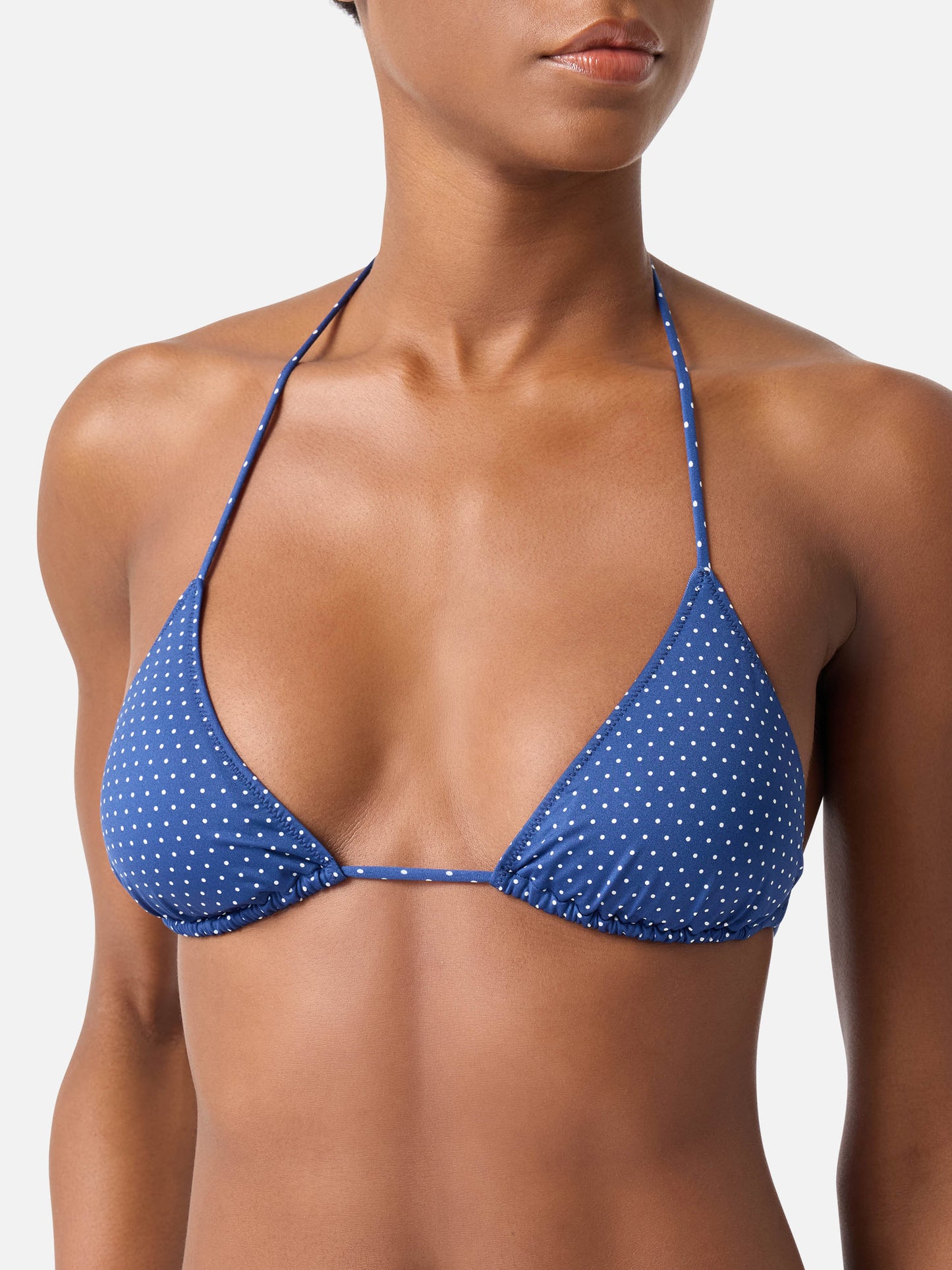 Bikini triangle Leah Virgo à imprimé micro pois 