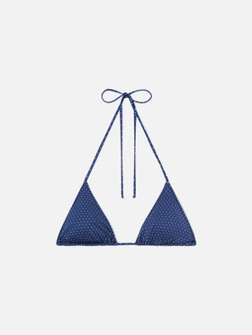 Top bikini Leah a triangolo con stampa micro pois
