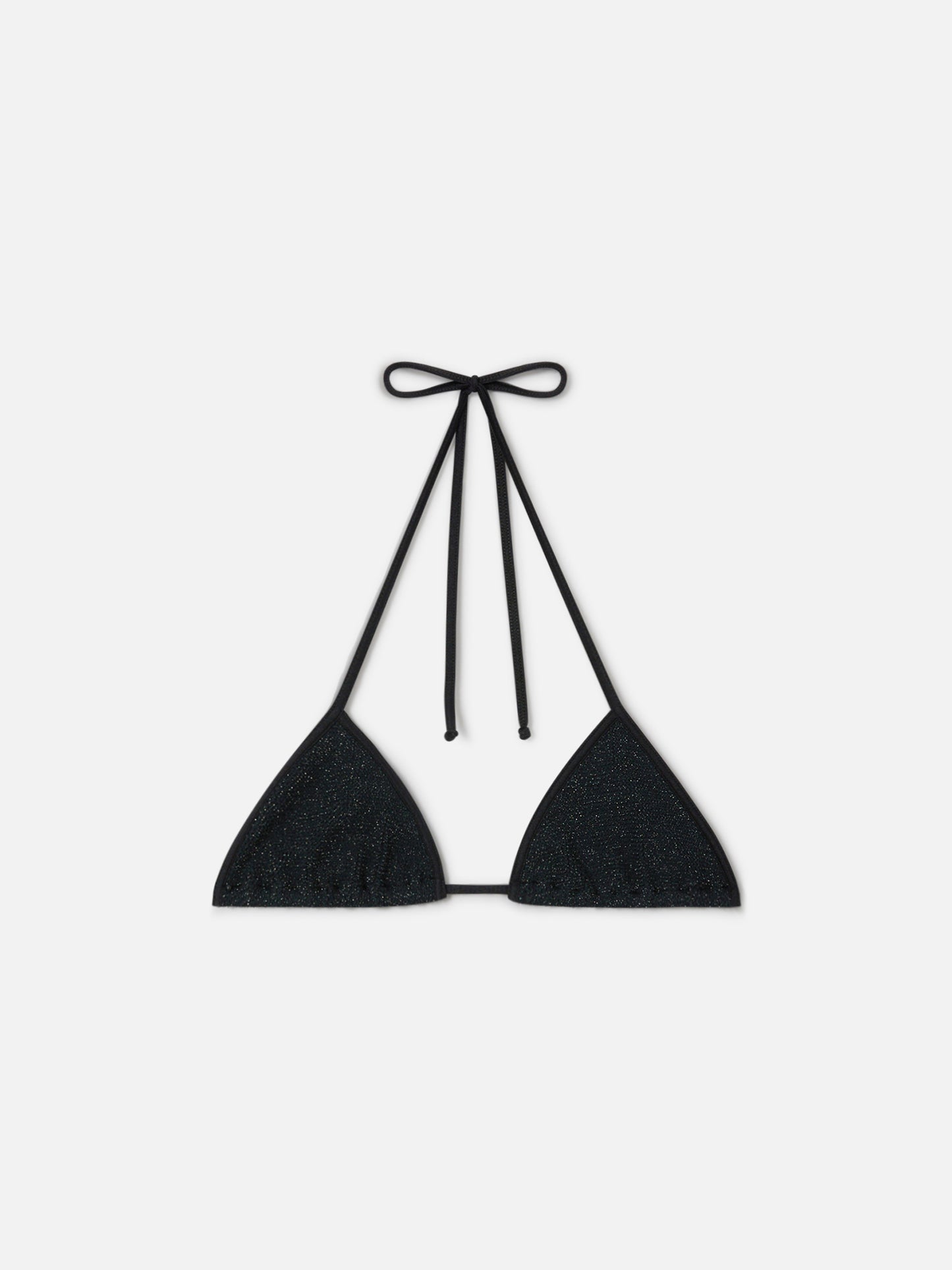 Top bikini Leah String triangolo in tessuto crinkle lurex nero