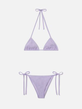 Leah Marielle lilac crinkle lurex bikini