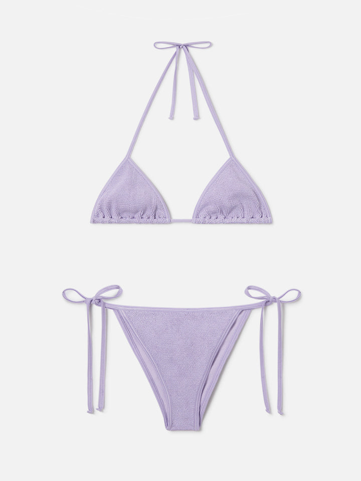 Leah Marielle Flieder Crinkle-Lurex-Bikini 