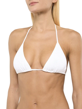 Leah white crinkle triangle top
