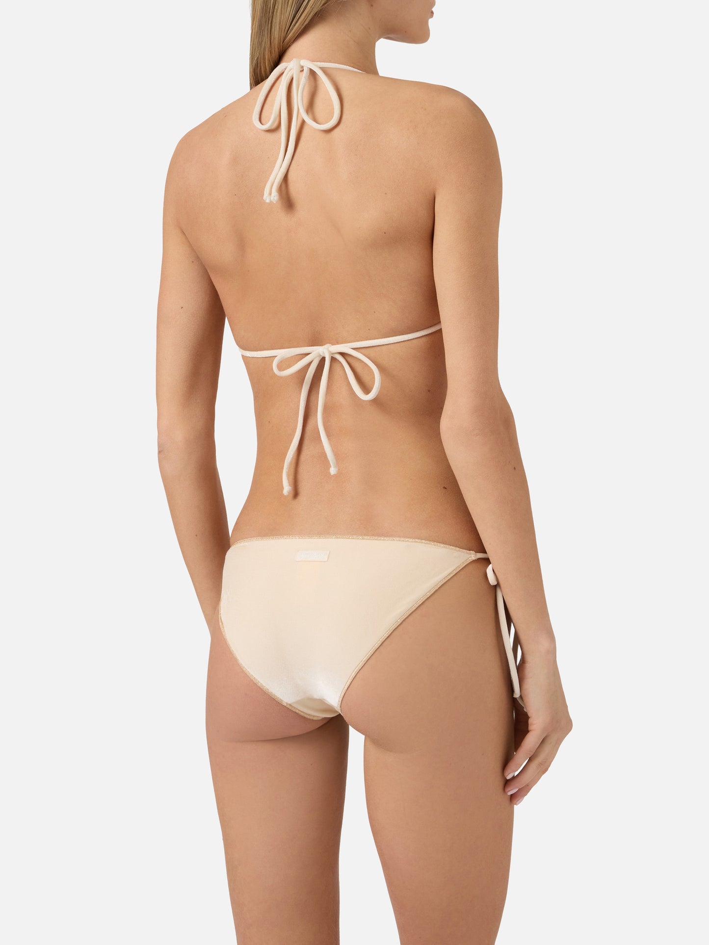 Leah Virgo Overlock bikini in gold velvet
