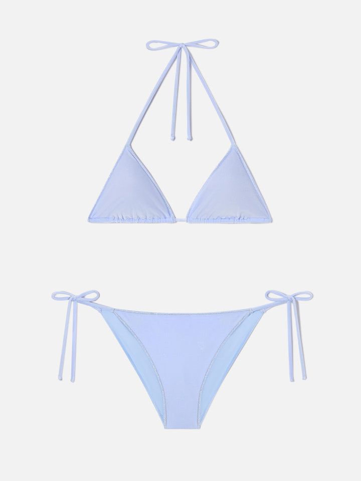 Bikini Leah Virgo Overlock en terciopelo azul claro 