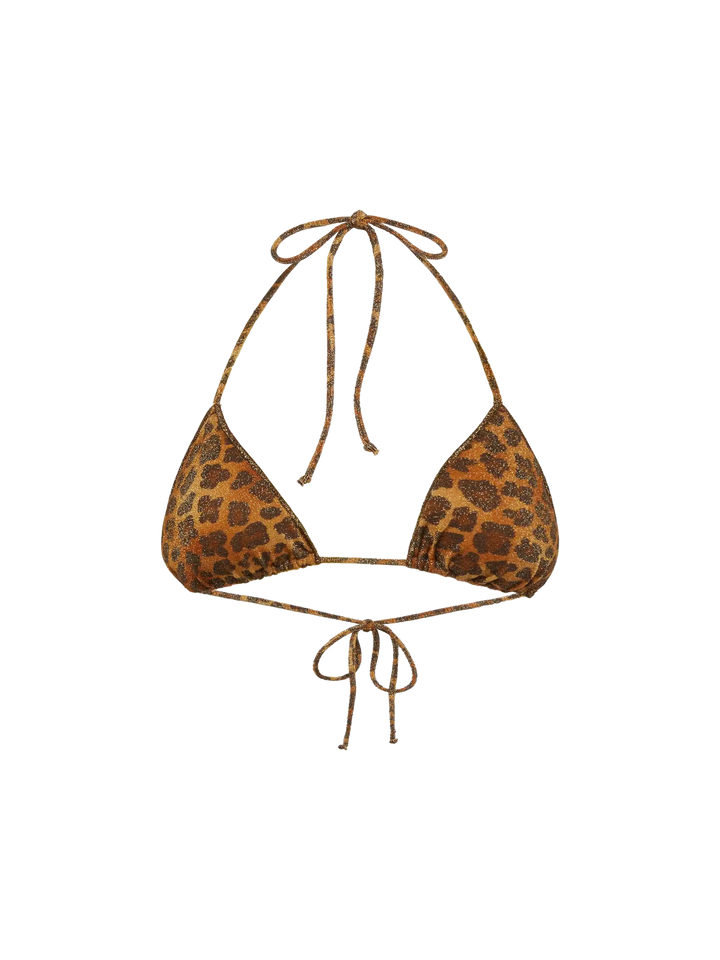 Leah lurex triangle top with animalier print