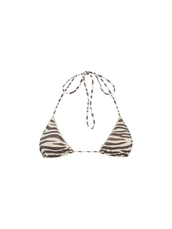 Leah lurex triangle top with zebra print