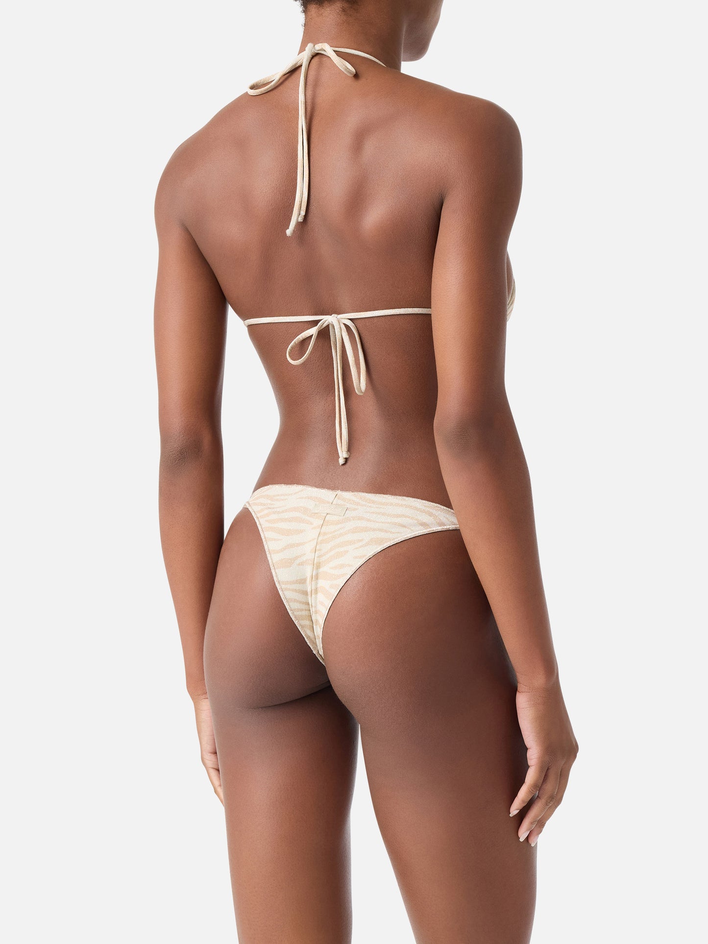 Haut de bikini triangle Leah Overlock animalier lurex 
