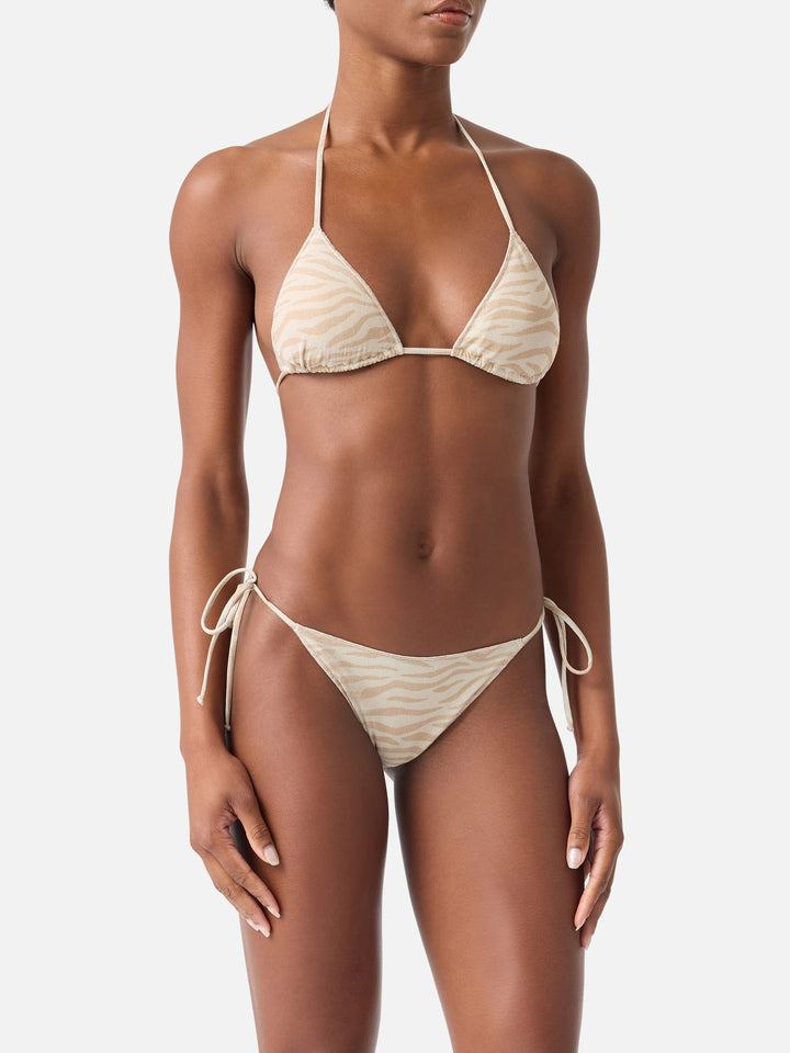 Bikini Leah Marielle Overlock en lurex à imprimé zèbre 