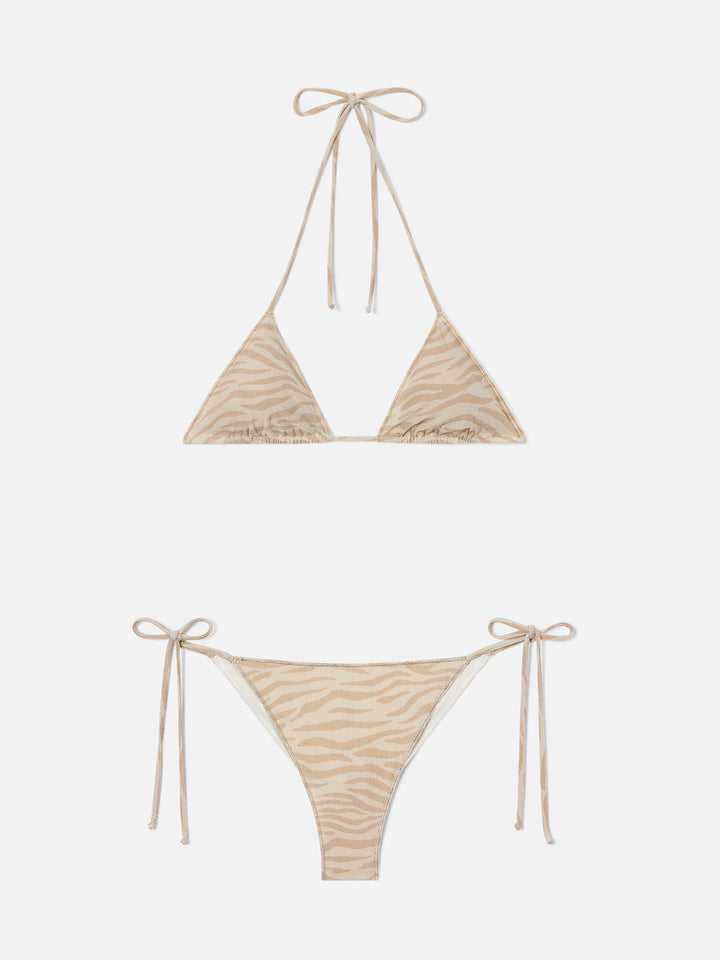 Bikini Leah Marielle Overlock en lurex à imprimé zèbre 