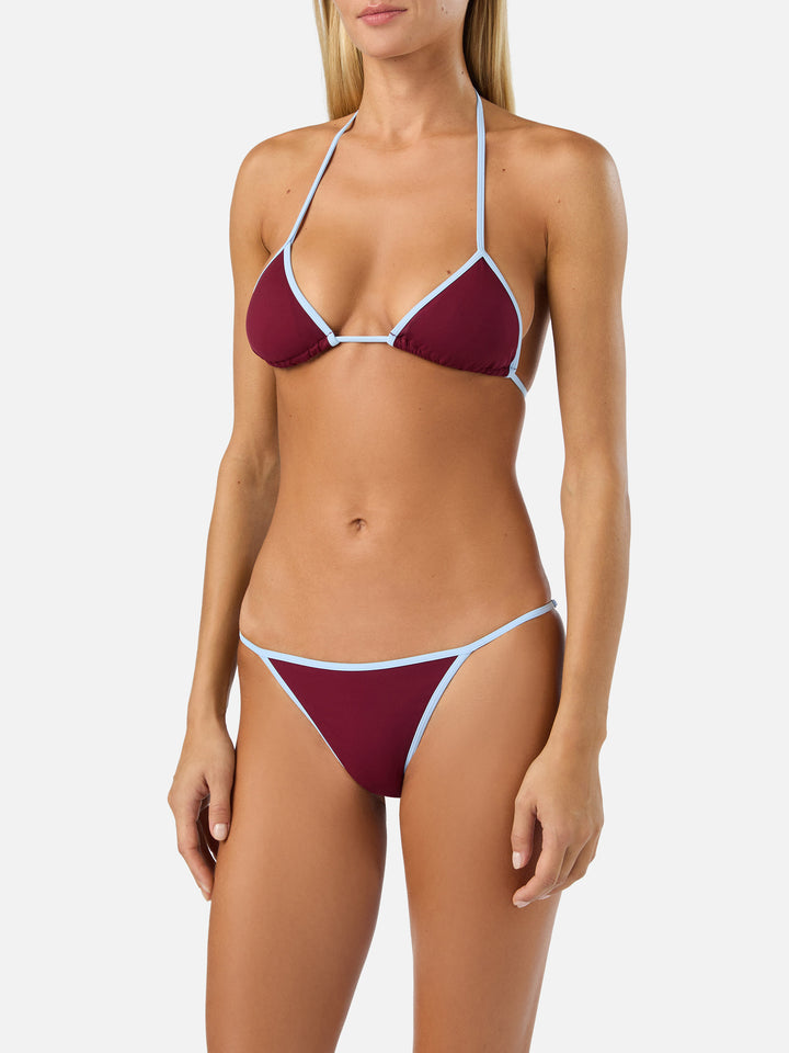 Bikini burdeos Lezzy String con ribetes contrast 