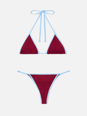 Bikini bordeaux Lezzy String avec finitions contrast 