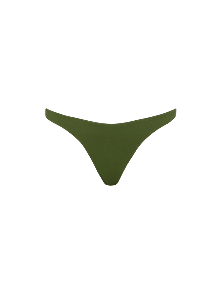 Celestine Lido military green bikini with one-shoulder bralette top and classic briefs