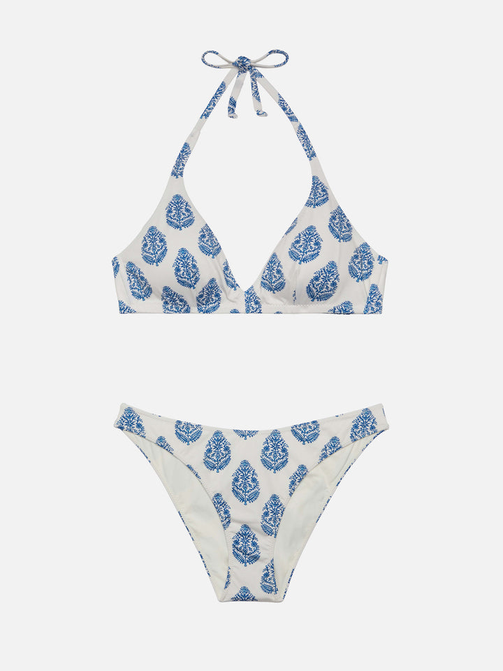 Fixed triangle bikini Gaia Lido with classic swim briefs and paisley print