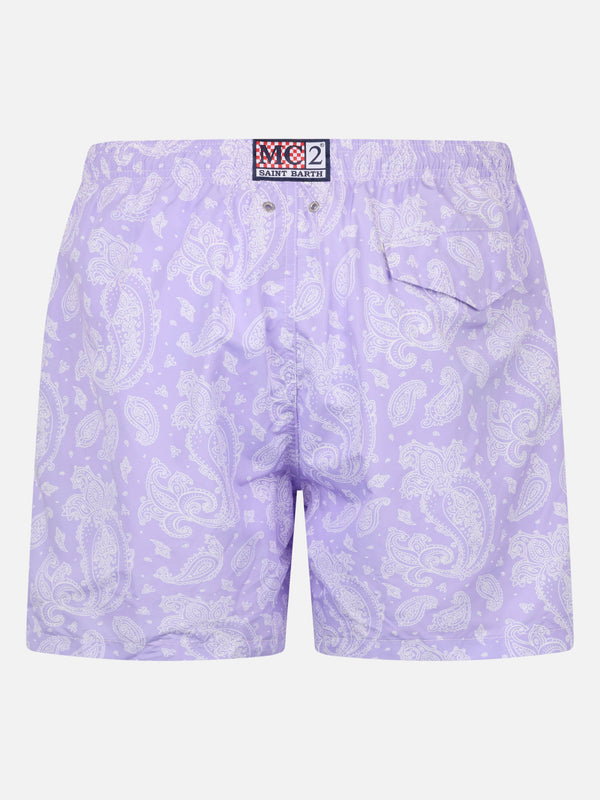 Man lightweight fabric swim-shorts Lighting with paisley print