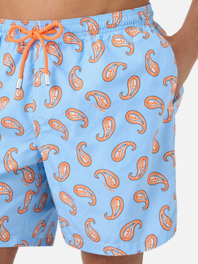 Leuchtende Badeshorts mit Paisley-Print 