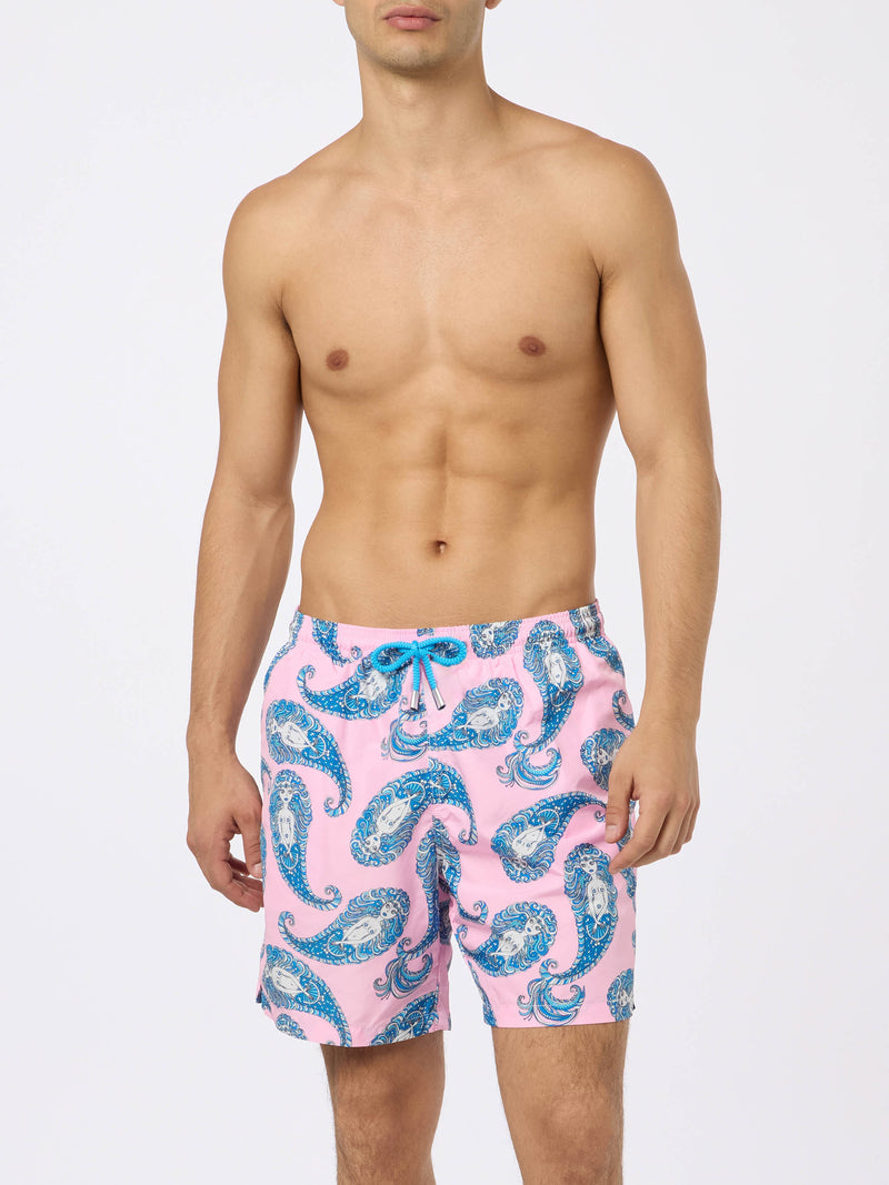 Herren-Badeshorts Lighting aus leichtem Stoff mit Paisley-Print