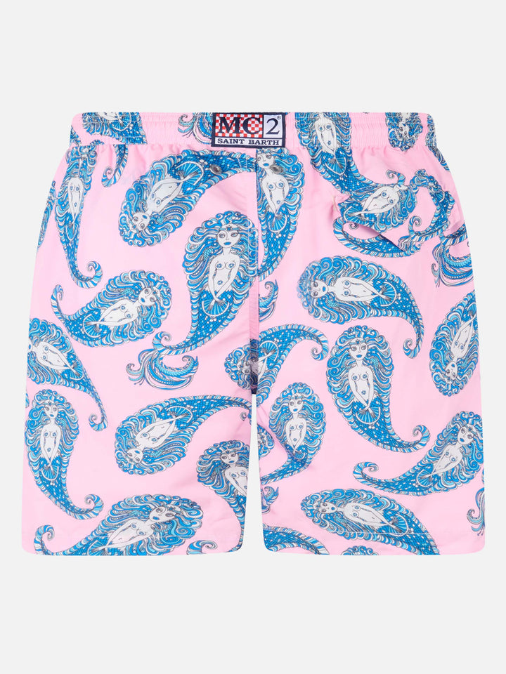 Herren-Badeshorts Lighting aus leichtem Stoff mit Paisley-Print