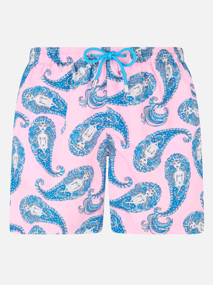 Herren-Badeshorts Lighting aus leichtem Stoff mit Paisley-Print