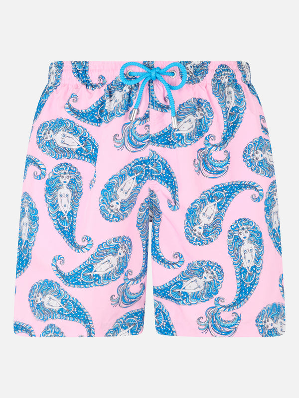 Herren-Badeshorts Lighting aus leichtem Stoff mit Paisley-Print