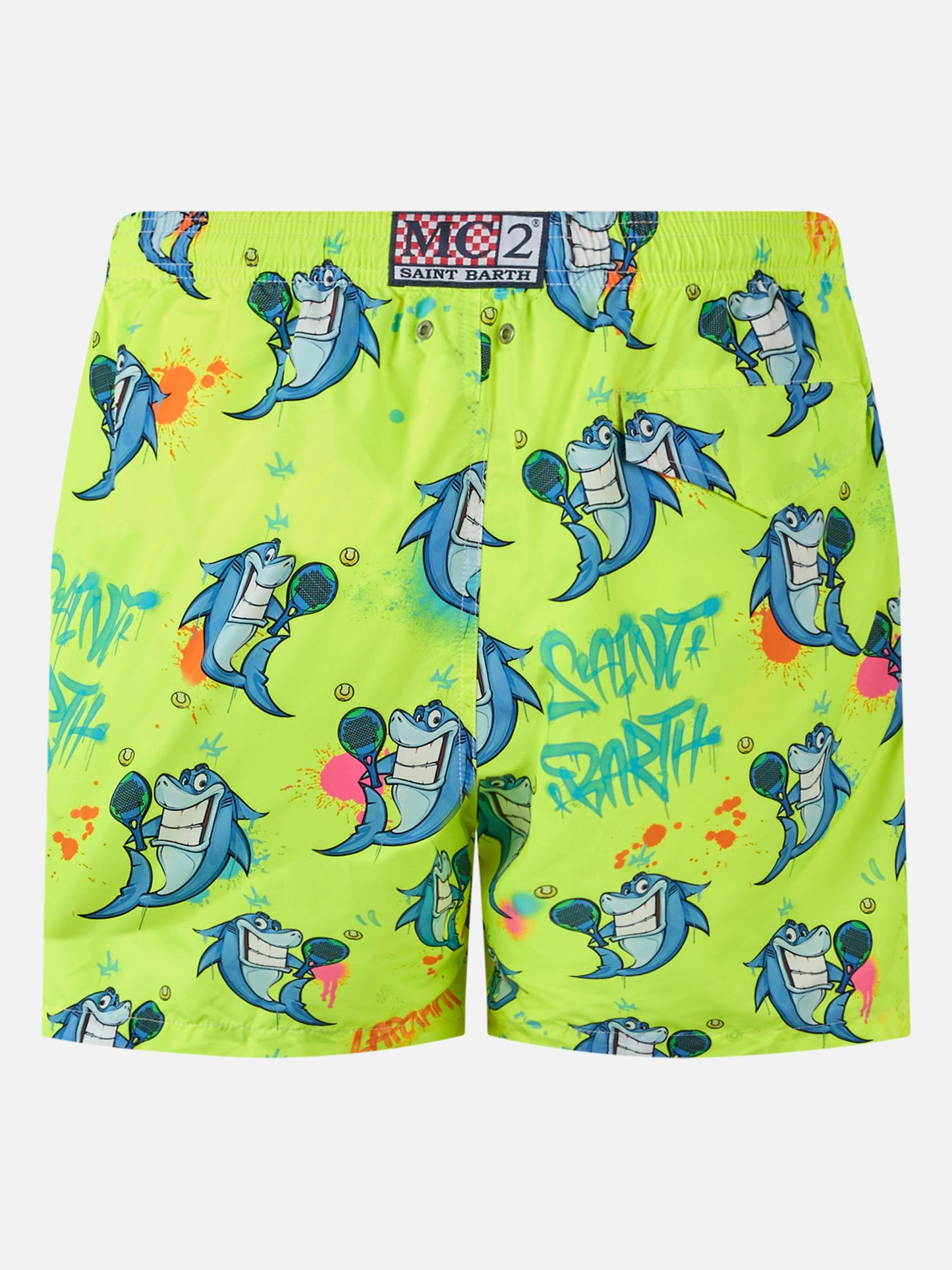 Man lightweight fabric swim-shorts Lighting with Cryptopuppets print | CRYPTOPUPPETS SPECIAL EDITION - MC2 Saint Barth