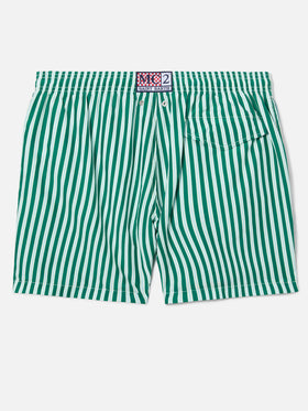 Green striped Lighting swim shorts with St. Barth embroidery