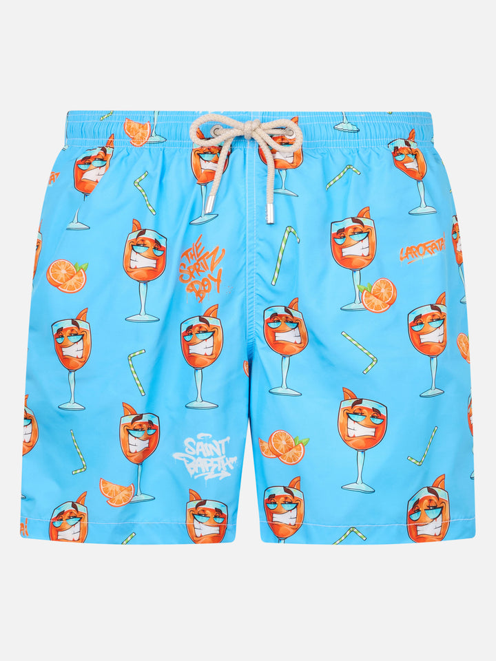 Herren-Badeshorts aus leichtem Stoff Lighting mit Cryptopuppets-Aufdruck | CRYPTOPUPPET-SONDERAUSGABE