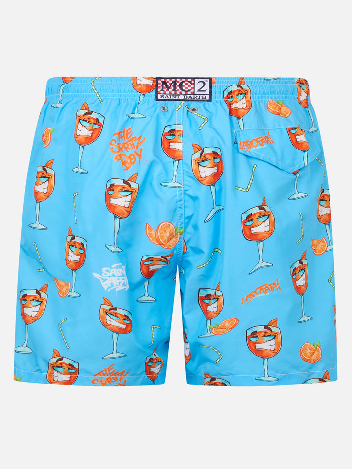 Herren-Badeshorts aus leichtem Stoff Lighting mit Cryptopuppets-Aufdruck | CRYPTOPUPPET-SONDERAUSGABE