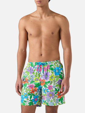 Lightweight fabric swim shorts Lighting with floral print