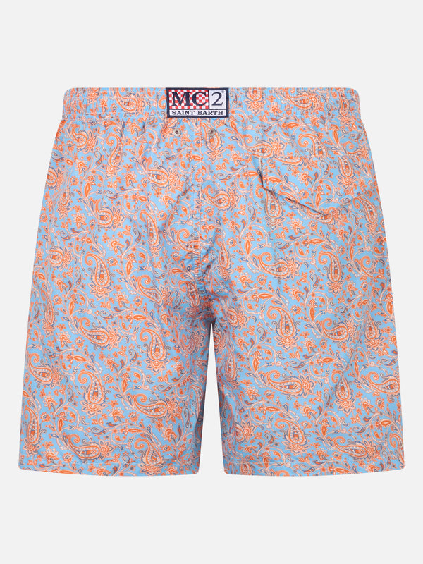 Herren-Badeshorts Lighting aus leichtem Stoff mit Paisley-Print