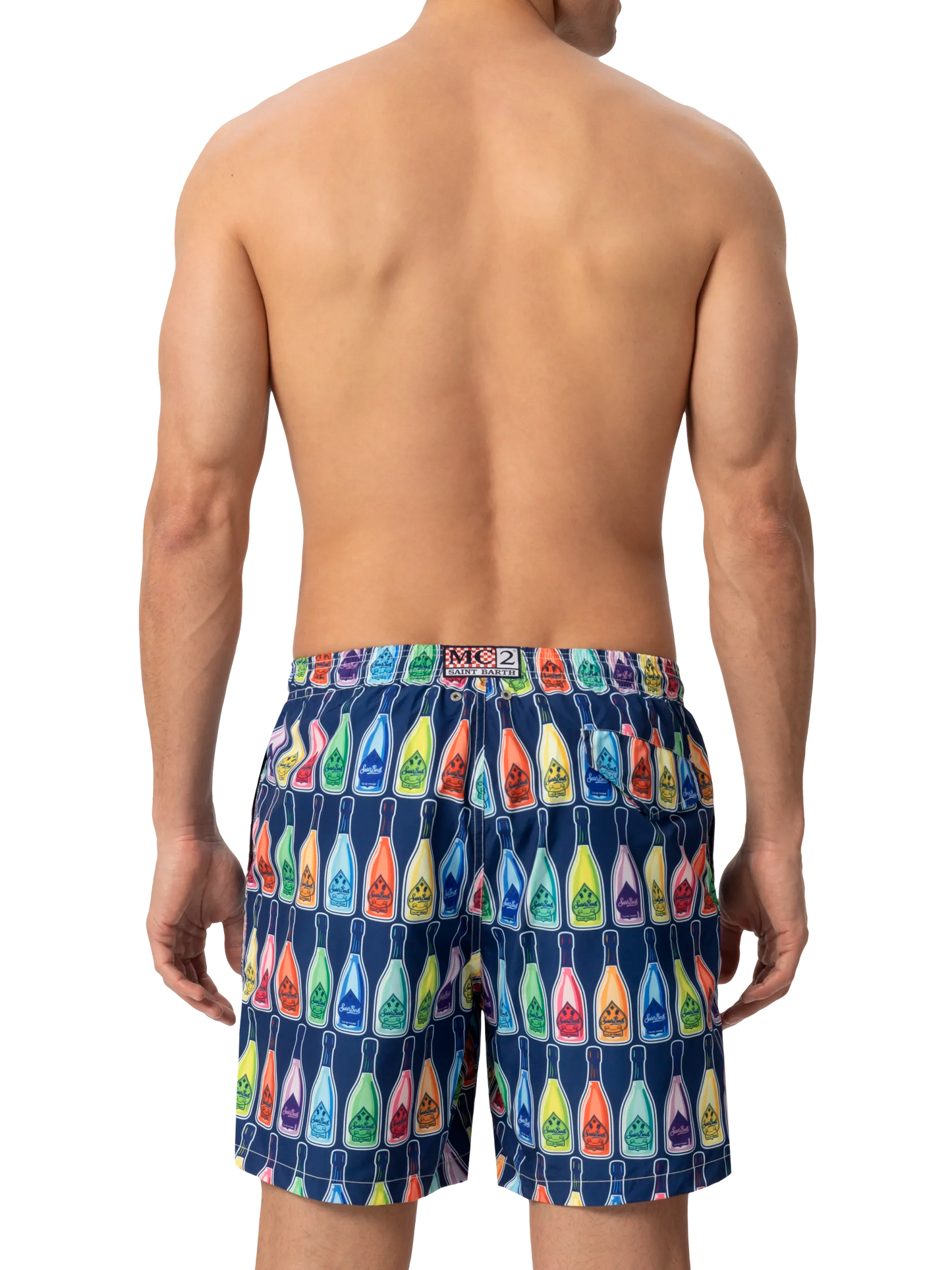 Badeshorts aus leichtem Stoff „Lighting“ mit Flaschen-Print