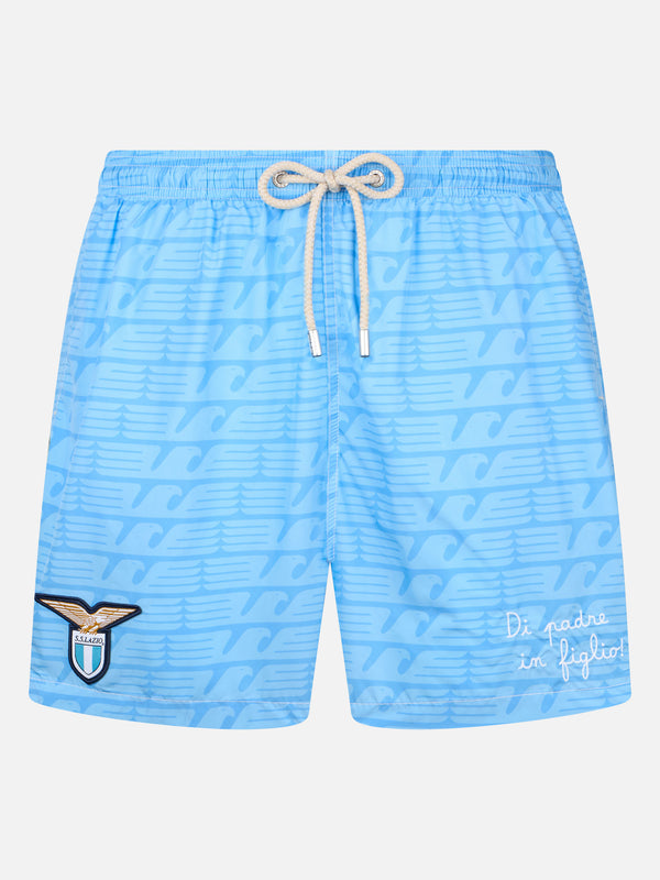 Man lightweight fabric swim-shorts Lighting with Lazio print | SS LAZIO SPECIAL EDITION