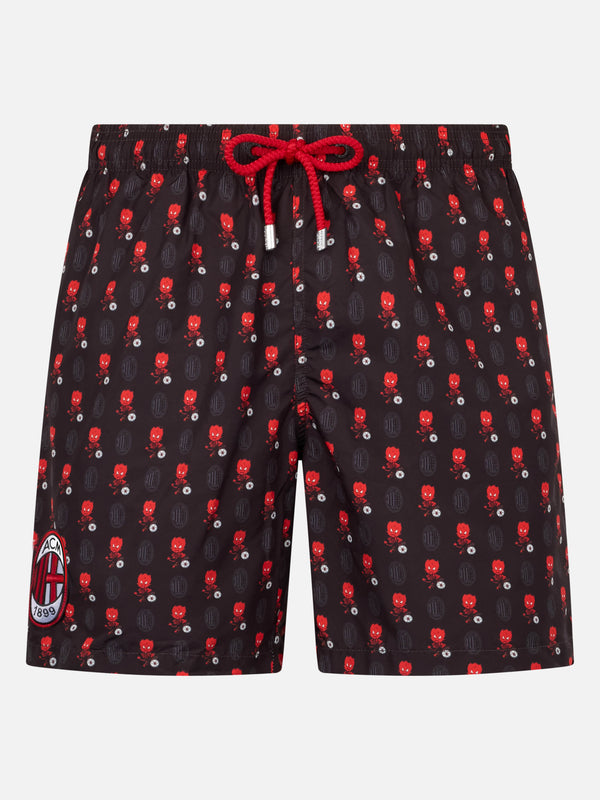 Badeshorts aus leichtem Stoff für Herren mit Milan-Logo-Aufdruck und Patch | AC MILAN SPECIAL EDITION