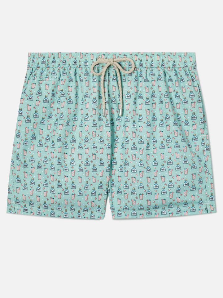 Costume mare Lighting Micro verde chiaro con stampa paloma all-over