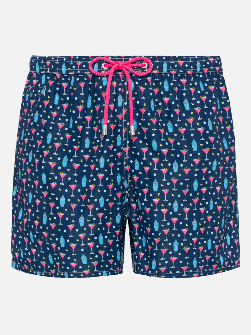 Lightweight fabric swim shorts Lighting with cocktail print