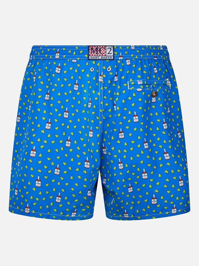 Man lightweight fabric swim-shorts Lighting Micro Fantasy with rum and pear print