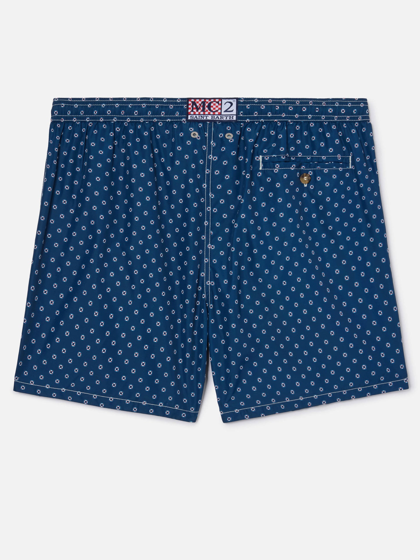 Navy Lighting Micro swim shorts with mini lifebuoy print