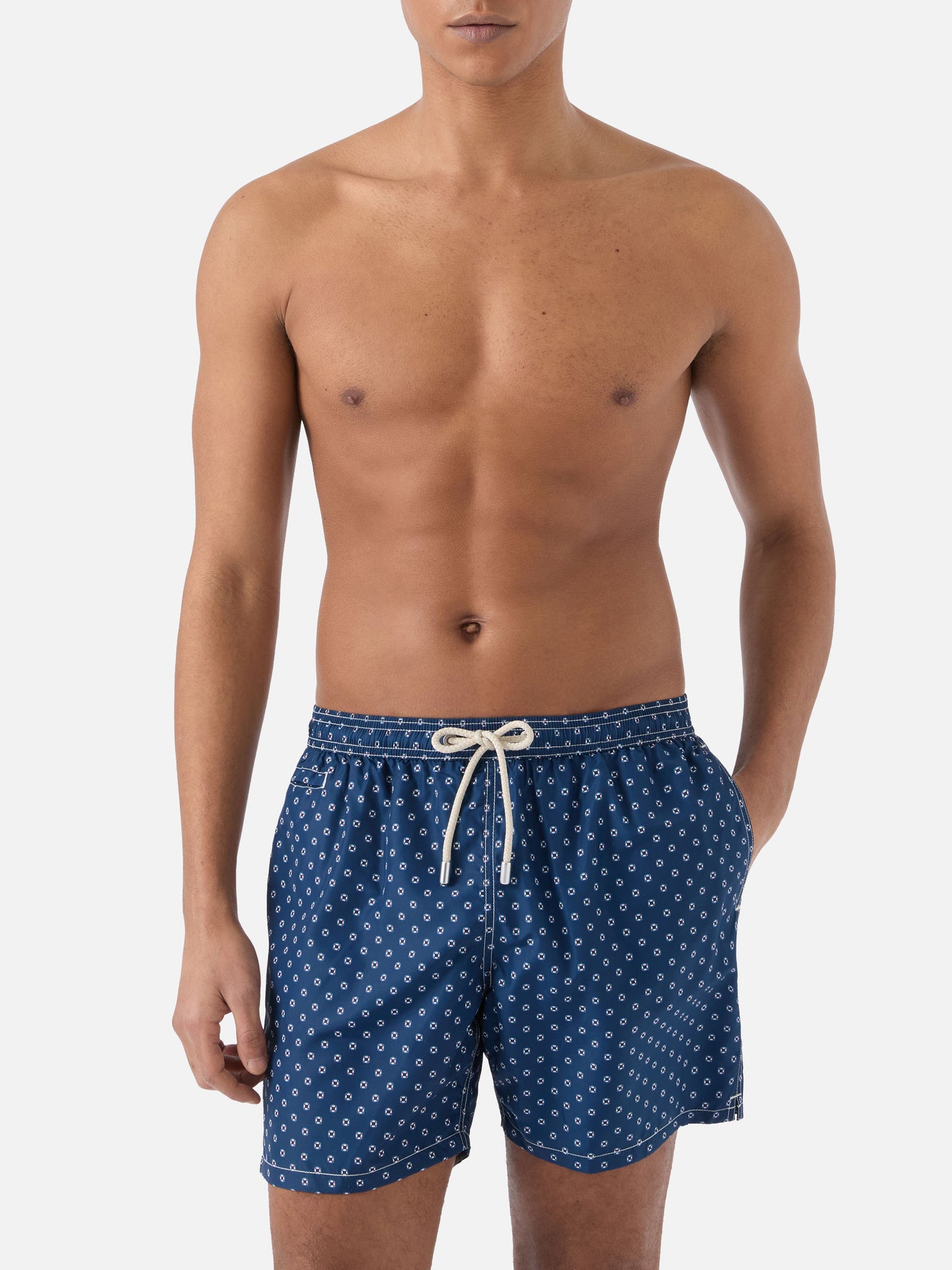 Navy Lighting Micro swim shorts with mini lifebuoy print