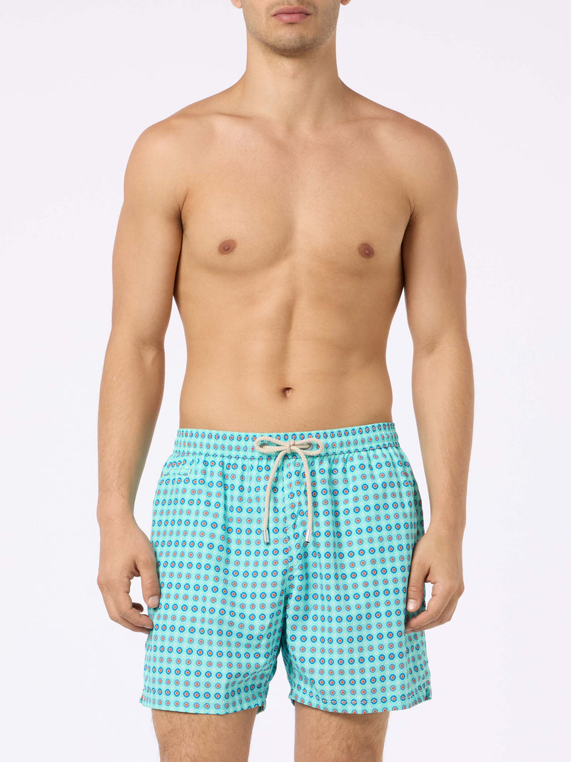 Man lightweight fabric swim-shorts Lighting Micro Fantasy with tie print