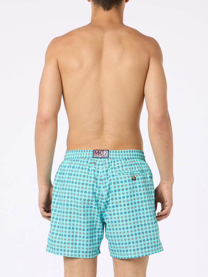 Man lightweight fabric swim-shorts Lighting Micro Fantasy with tie print