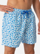 Man lightweight fabric swim-shorts Lighting Micro Fantasy with loabster print