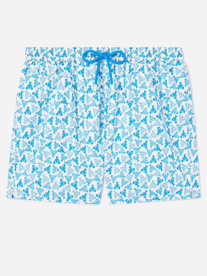 Lighting Micro Fantasy white lobster print swim shorts