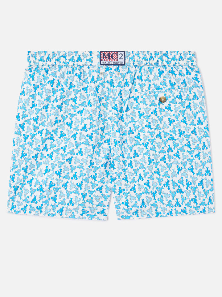 Lighting Micro Fantasy white lobster print swim shorts