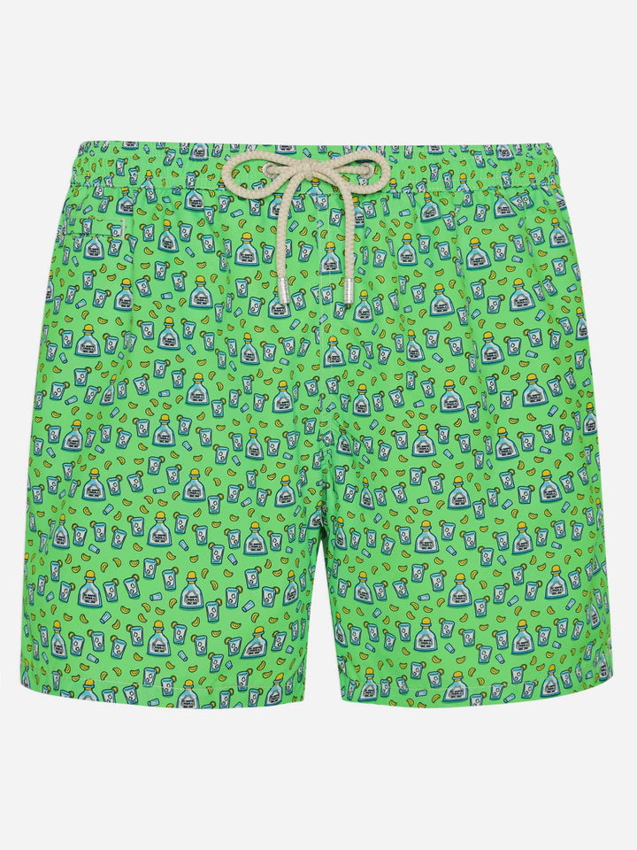 Herren-Badeshorts aus leichtem Stoff mit Tequila-Aufdruck